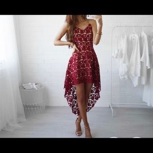 Floral maroon high low dress EUC
